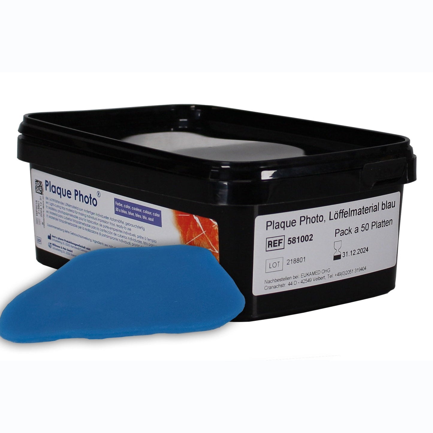 Lichthärtendes Löffelmaterial OK blau, Pack á 50 Platten