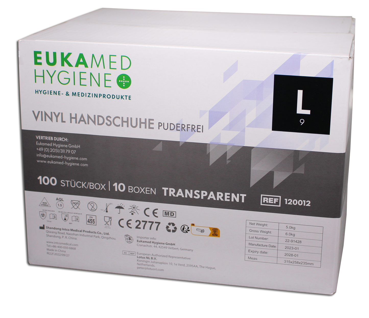 Eukamed Vinyl Handschuhe, transparent 1000 Stück