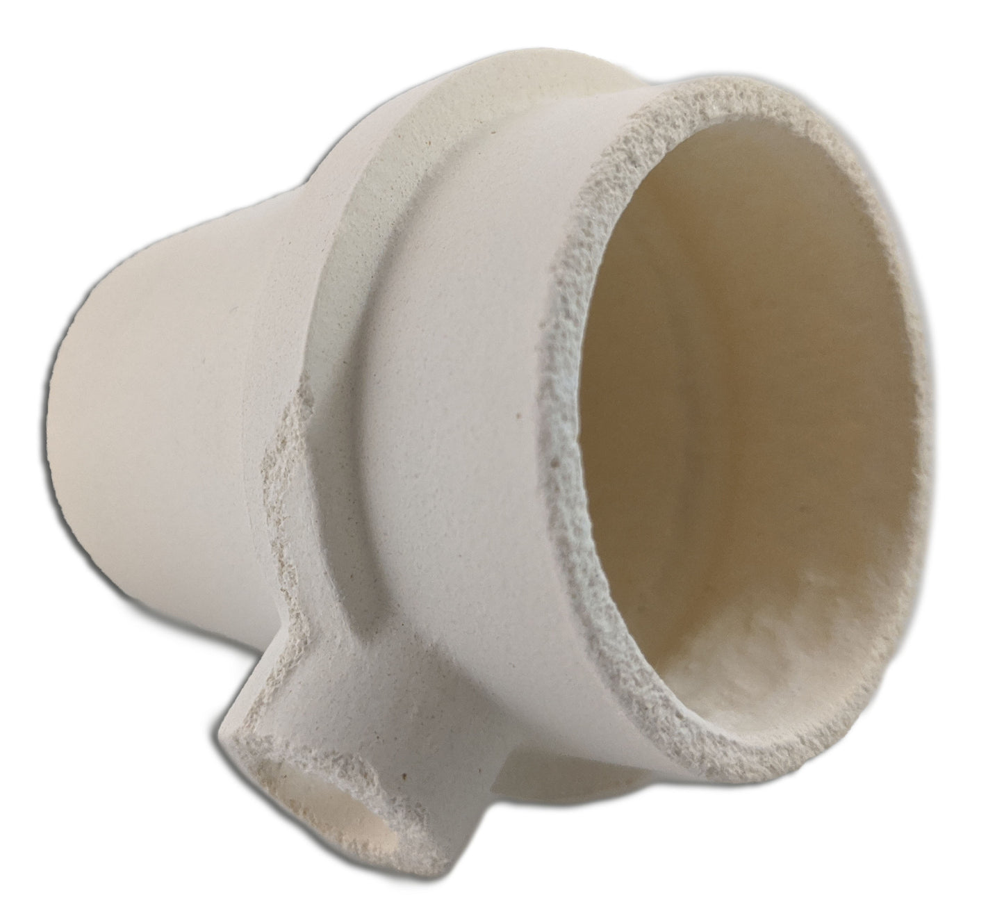 Keramiktiegel weiß mit flachem Boden für Cowa-Gußschleuder